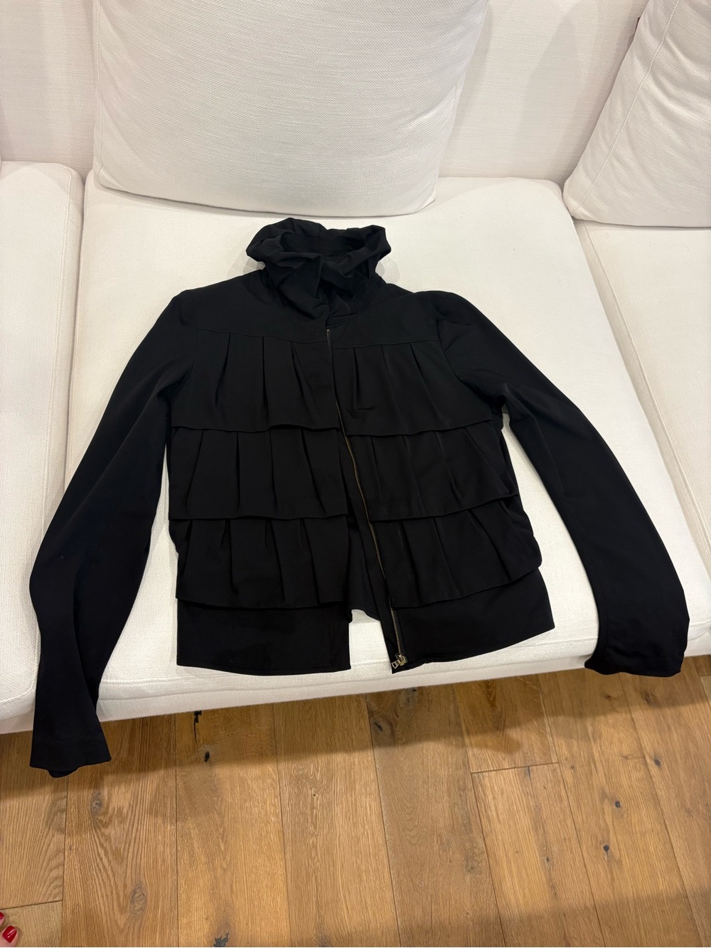 DVF Black Ruffled Zip-Front Jacket